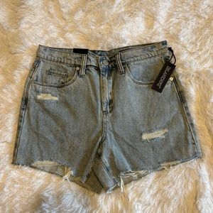 [BLANKNYC] Distressed‎ Denim Shorts Raw Hem High Rise Light Wash Casual